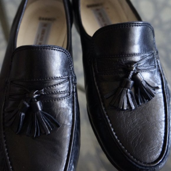 Bruno Magli Black Leather Slip on loafers men SZ 9 - Picture 10 of 10